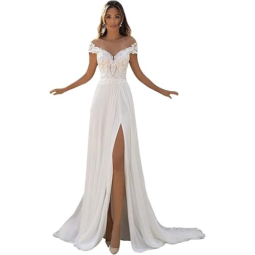 Vintage Bridal Dress Side Slit Tulle Zipper Formal Beach Trailing Wedding Dress Pleated Formal Beach Trailing Wedding Dress for Women