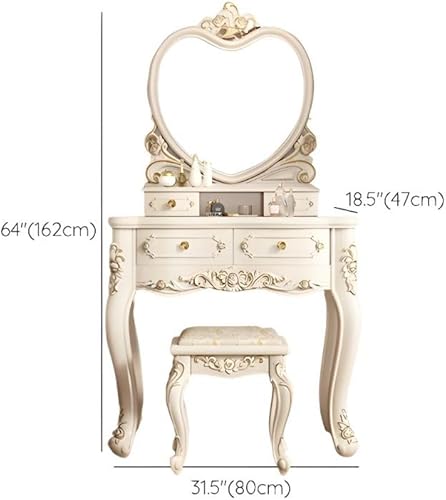 Miniatura 2 de CraftThink Moderno juego de tocador de maquillaje, escritorio de maquillaje para dormitorio, tocador de madera para dormitorio, tocador de