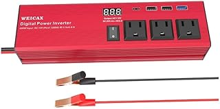 HearGrow 600W Modified Sine Wave Car Power Inverter 12 Volt Power Inverter to 110V Car Charger Converter 4 USB Ports + 3 AC Outlet for Car Appliances, Outdoor Camping, Emergency Backup