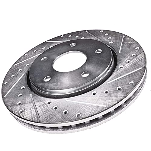 Image of Detroit Axle - Front 2pc Brake Rotors for Chrysler Sebring Dodge Stratus Mitsubishi Eclipse Galant Lancer Outlander, 2 Drilled & Slotted Disc Brake Rotors Replacement