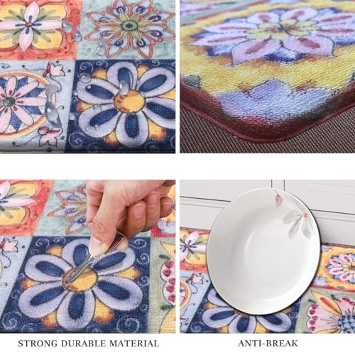 Image of Luxe Home Cuba PVC Door Mats Loop Utillity Anti Fatigue - Mosaic - Cushioned, Non Slip, Washable - Indoor Outdoor Mats for Home, Kitchen, Garage More (51x99 cm)