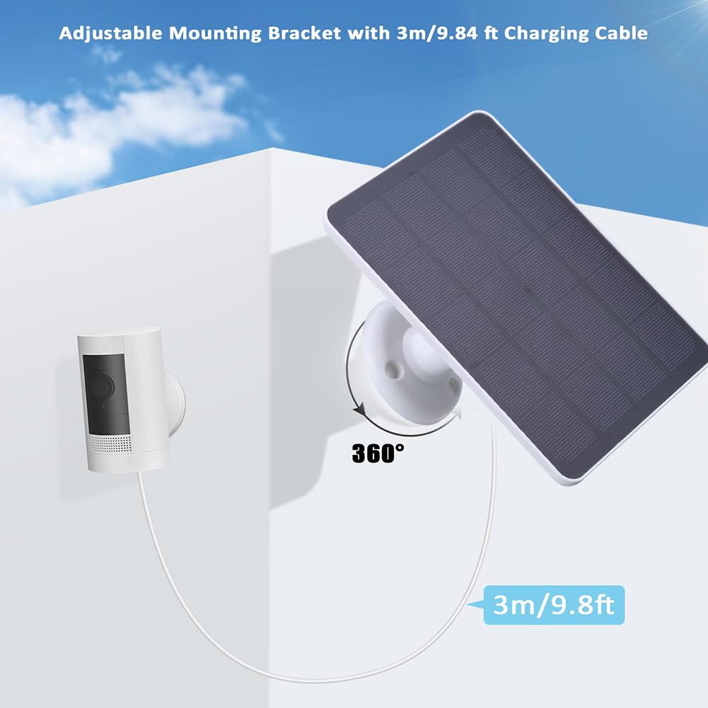 Panele słoneczne, ładowarka do kamery monitoringu IP 20 W z 3-metrowym przewodem ładującym Panel słoneczny IP65 Uchwyt montażu na ścianie Pierścień Reflektor kamery/kamera typu Stick Up