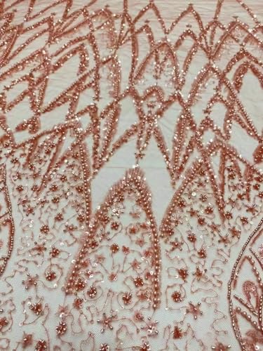 Tissu dentelle 3D fleurs romantiques perles pour mariage