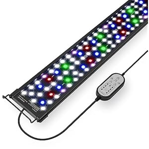 Aquarium Light,42W 24/7 Natural Mode,9 Light Modes(Water Grass Mode & 7 Colors & Cycle),Adjustable Timer and 7 Color Brightness – with Expandable Mounting Bracket for 48~54IN Fish Tank