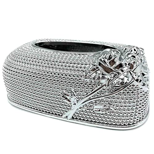 Victorian Decor Tissue Box Cover Rectangular, Silver Plastic Tissue Holder, for Napkin Holder Home Decor for Bathroom, Bedroom, Living Room, Office