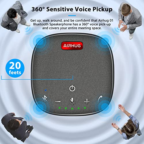Airhug Bluetooth Speakerphone,Conference Speaker With Microphone,6 Metes Hd Voice Pick Up,Advanced Noise Reduction Algorithm,Usb-C Plug & Play,Compatible With Zoom,Ms Team,Skype #TOP3