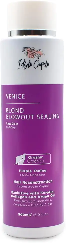 I Belli Capelli Tratamento de queratina orgânica Venice, sem formaldeído, tratamento de cabelo orgânico reconstrutivo, alisamento em 1 passo para cabelos loiros e tingidos - progressiva, 500 ml