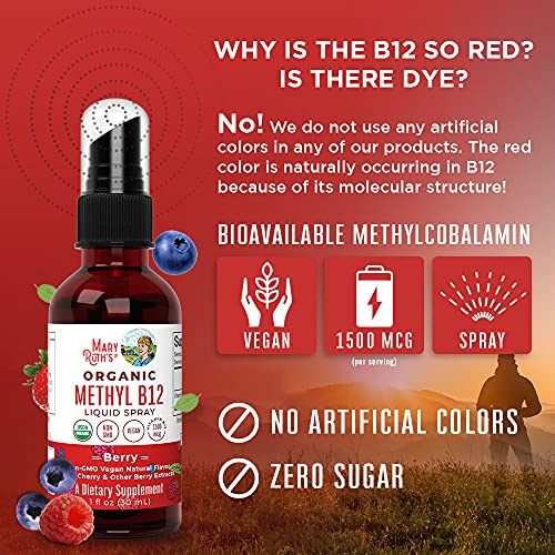 Vitamin B12 Spray | Usda Organic Vitamin B12 Liquid Spray | B12 Vitamin Supplement Liquid For Nerve Function | Liquid Vitamin B12 For Energy Support | Vegan | Non-Gmo | Gluten Free | 1 Fl Oz #TOP5