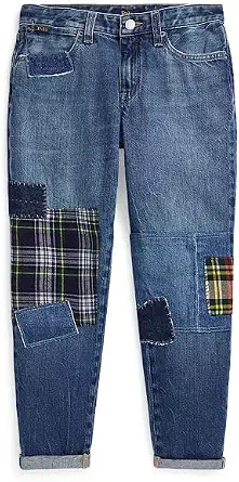 POLO RALPH LAUREN Niñas Patchwork Astor Slim Boyfriend Jeans 6 Azul