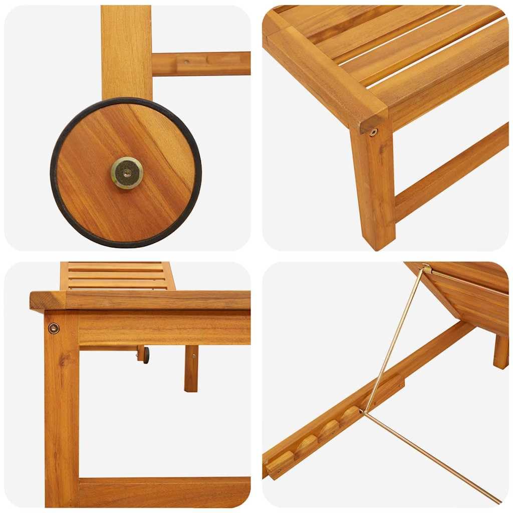vidaXL Transat Marron 202 x 53 x 89 cm Bois d'Acacia Massif, Mobilier extérieur Moderne, transat Adjustable, Fauteuil Patio Minimaliste, résistant aux intempéries