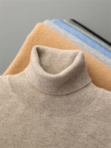 Men's Solid Cashmere Turtleneck Pullover Sweater Warm Cashmere Knitwear Bottom Casual Jumper4
