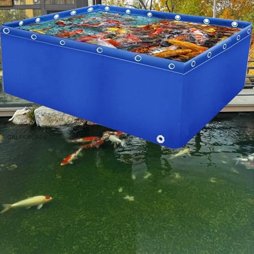 Waterproof Portable PVC Folding Fish Pond with Drain Valve - Emergency Water Supply Pool for Aquariums & Gardens, 1m x 1m x 1.2m, Durable & Easy to Set Up