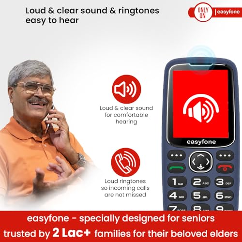 Image of easyfone Marvel+ 2.4 inch Phone for Seniors, Big Keys+Loud Sound, Photo Dial, Dock Charger, Call Recording, SOS & Ambulance Assistance, Fraud Protection-Allow Calls from Known Contacts Only, 2 Yr Warranty