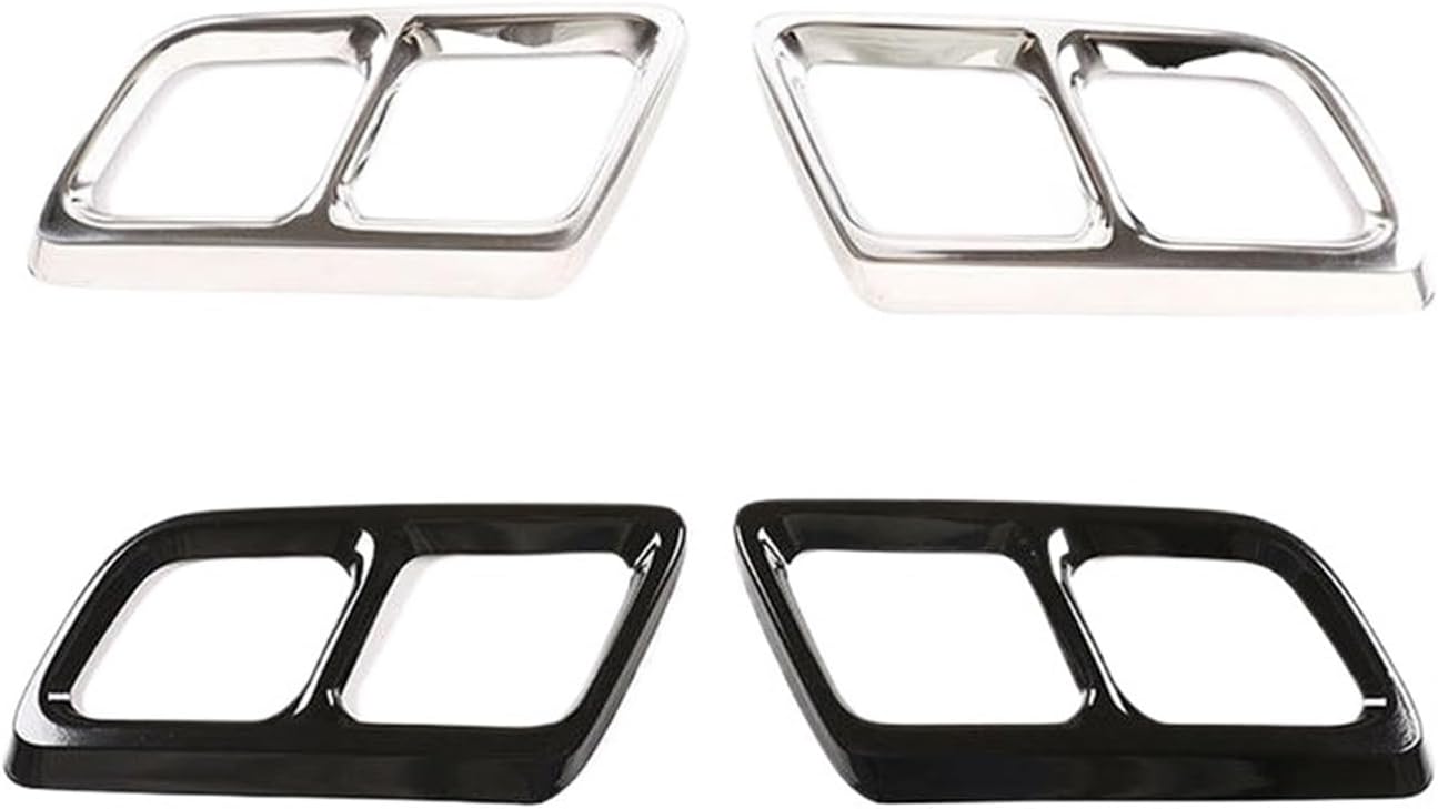 Compatible with XT6 2020-2021 Silver/Glossy Black 2pcs Car Accessories Stainless Steel Tail Pipe Cover Trim(A)