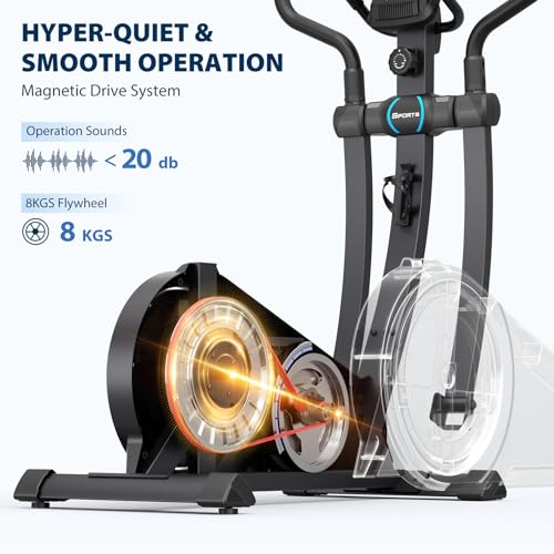 Dripex Elliptical Cross Trainer For Home, Ultra Quiet Magnetic Elliptical Machine w/16 Levels Resistance, 8KG Flywheel, 15.3IN Stride, Multifunctional LCD Monitor, Pulse Sensor, Device Holder - Image 4