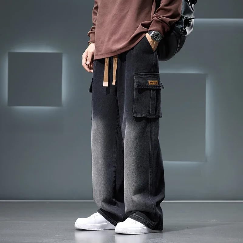 Autumn Wide Leg Jean Pants Men Trousers Loose Casual Cargo Pants3
