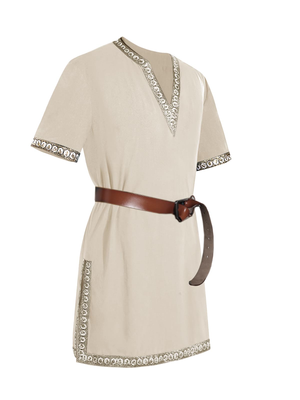 Mens Medieval Knight Tunic Renaissance Mercenary Scottish Costume Warrior LARP Halloween Tops