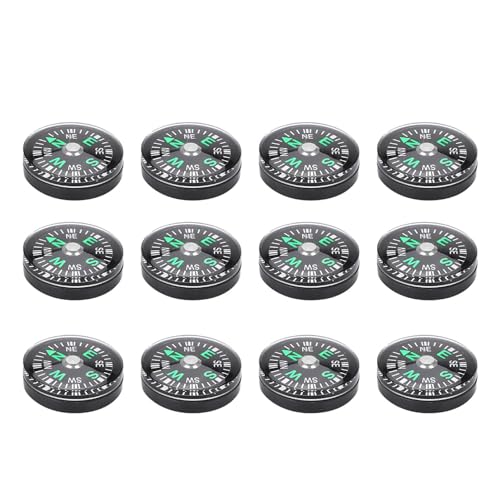 12pcs Mini Pocket Compass, with Easy to Read Compass Dial, for Beginners or Experts Hiking, Camping, Outdoor Activities Accessory