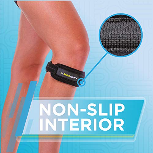 Image of BraceAbility Patellar Tendon Support Strap - Knee Stabilizer Brace with Adjustable Band for Patella Tendonitis, Osgood Schlatter, Soccer, Basketball, Running, Jumper's Knee, Tennis, Volleyball (L)