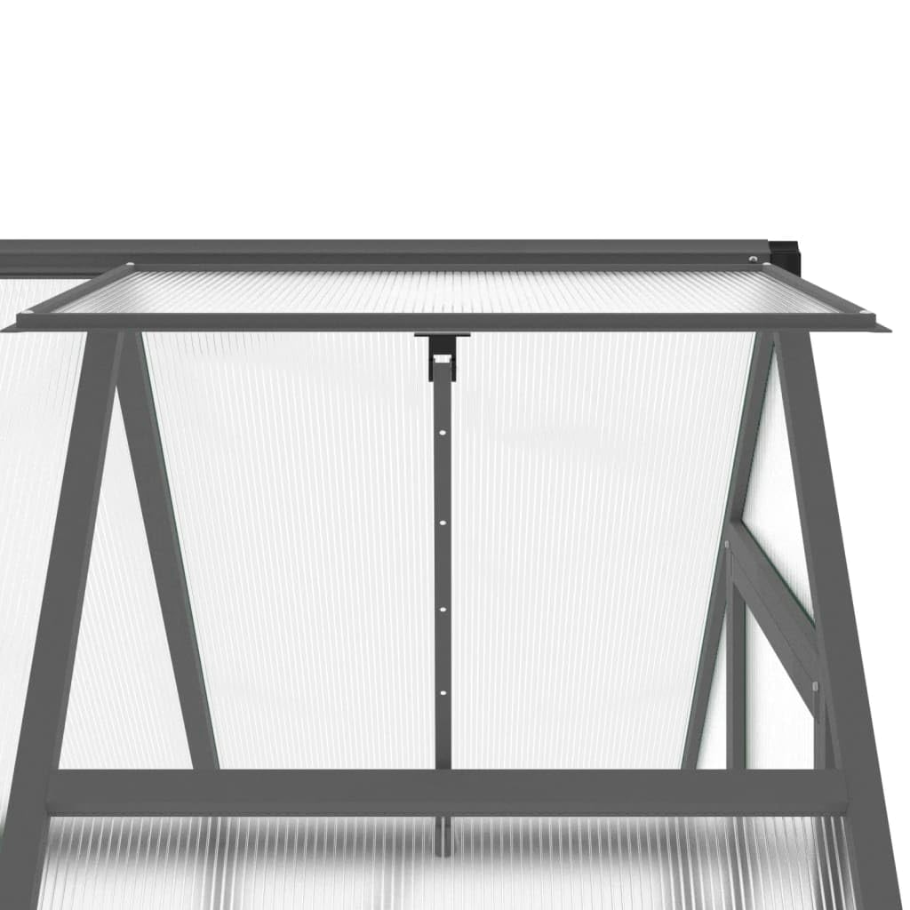 IKAYAA Gewächshaus mit Fundamentrahmen Gewächshaus Aluminium für den Garten Treibhaus Gartenhaus Winterfest Aufzucht Tomatenhaus Frühbeet und Pflanzenhaus-Anthrazit-169 x 114 x 195 cm