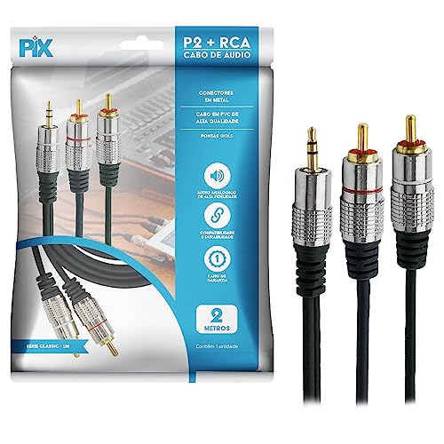 PIX Cabo De Audio P2+2rca Nickel Fitz 2mts, Santana Centro, 018-0702