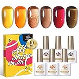BORN PRETTY Jelly Gel Nail Polish Fall Winter Crystal Transparent Gel Polish Set Translucent Sheer...