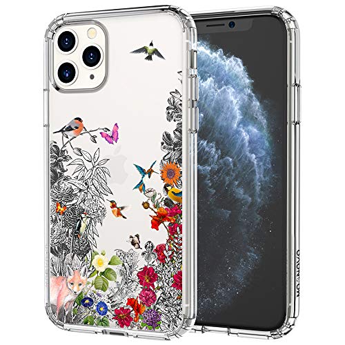 MOSNOVO Floral Flower Humming Bird Pattern Designed for iPhone 11 Pro Max Case - Clear