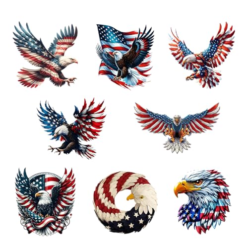 8 Pcs 4th of July Hanging Ornaments Eagle Independence Day Decorations Acrylic Hanging Pendants Red White Blue America Flag Designs 4th of July Tree Ornaments for Party Decoration Accessories
