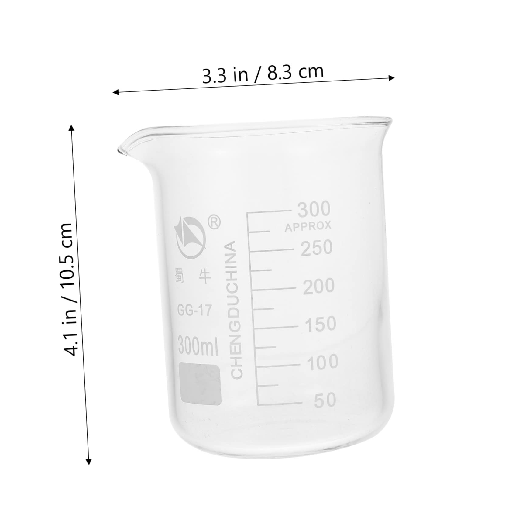 PRETYZOOM 4pcs Glass Measuring Beakers Laboratory Glassware Graduated Beakers Spout for Education Chemistry Lab Use