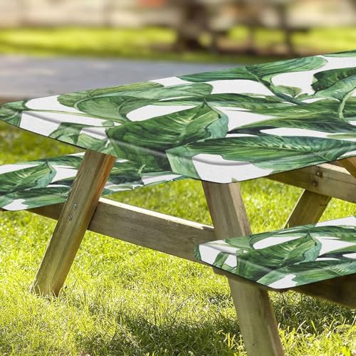 Housse de table de pique-nique et bancs | Ensemble 3 pièces élastiques - 8