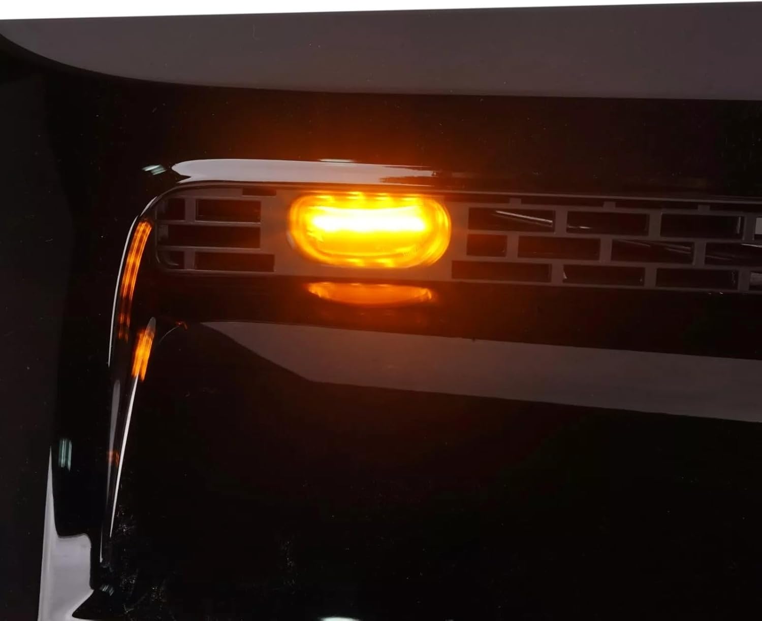 Front Upper Hood Scoop Grille Gloss Black W/LED 5 Lights Lamp Fit for Toyota Tundra 2014 2015 2016 2017 2018 2019 2020 2021 Heat Corrosion Impact Resistant Waterproof Plastic