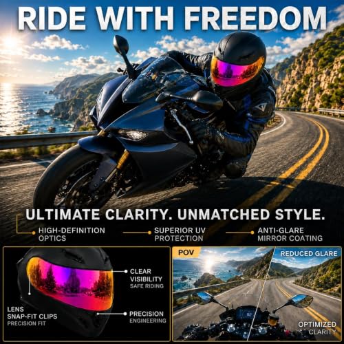Image of PSLER Shatterproof Helmet Visor for K1 K1S K3SV K5 K5S,Deep Rose Red | Impact-Resistant ,UV400 Protection, Motorcycle Tinted Face Shield for K1 K1S K3SV K5 K5S ,Visor Replacement