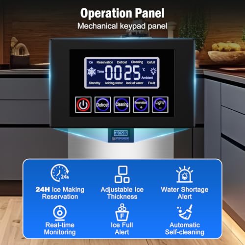 Image of Commercial Ice Maker Machine 320 LBS /24H,Freestanding & Undercounter Ice Machine Stainless Steel with 120 LBS Ice Storage Capacity, Ice Maker with Water Line and Filter, Dual Water Inlet