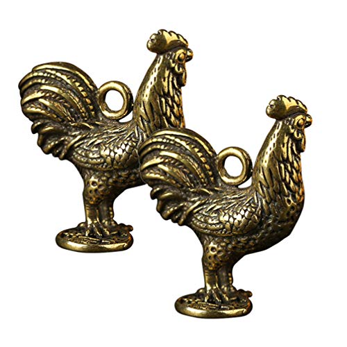 Preisvergleich Produktbild Supvox tierzeichen anhänger Retro chinesisches tierzeichen Tier Charme Messing anhänger schlüsselanhänger Ornamente schmuck Machen Handwerk 2 stücke (hahn)