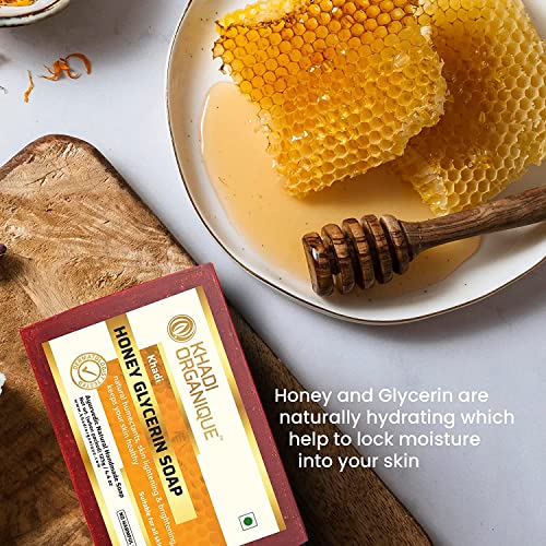 Image of Khadi Organique Handmade Honey Glycerne Soap With Essential Oil Pack Of 3