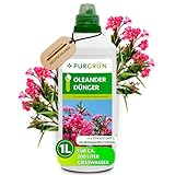 Purgrün® Oleander-Dünger 1 Liter – Prächtige Blüten und gesundes Wachstum – Premium-Flüssigdünger mit Spurennährstoffen – Erhöhte Widerstandskraft dank Kalium – Konzentrat für 200 Liter Gießwasser