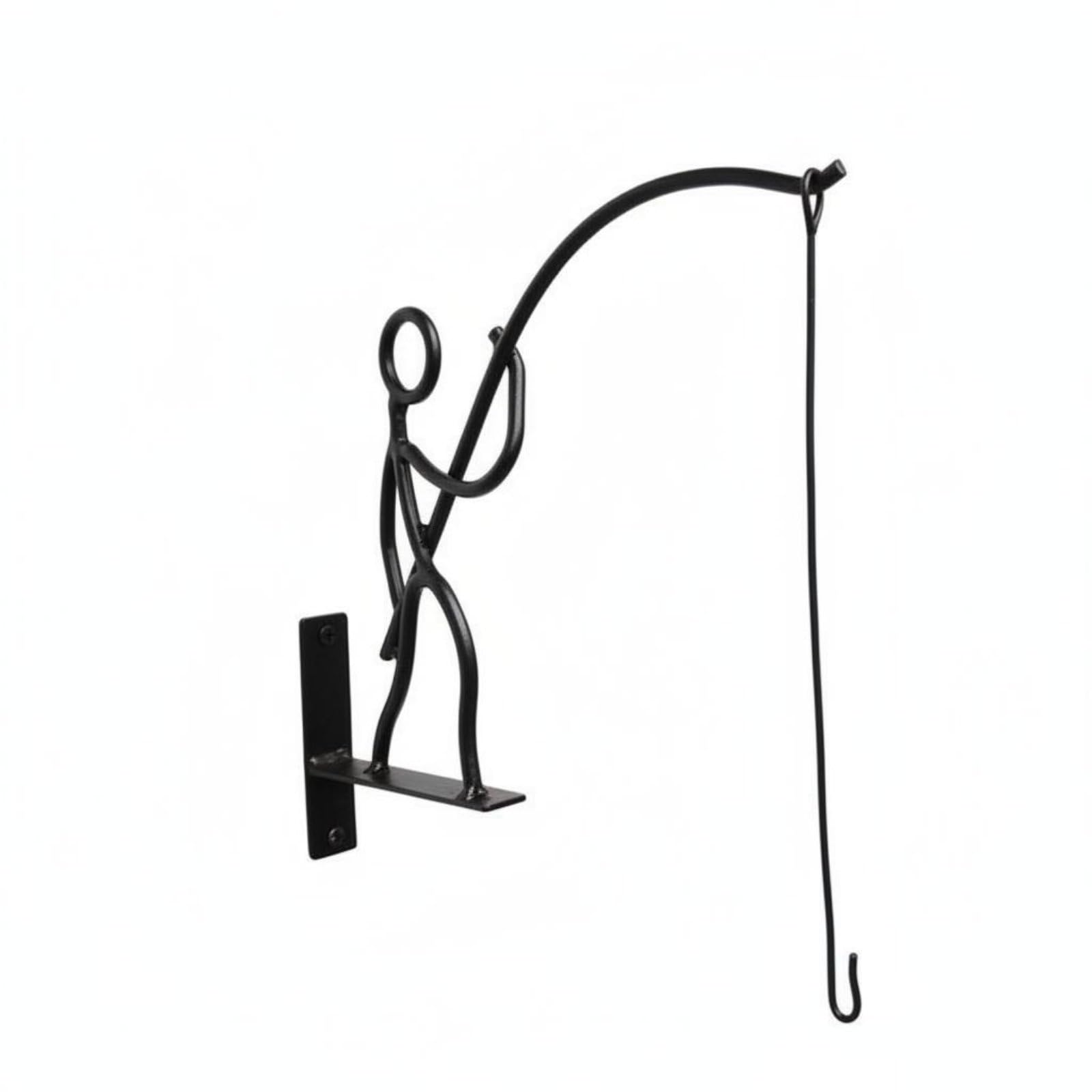 Artistic Design Fisherman Plant Hook Strong Support Stick Figure Wall Hanger Heavy Duty Decorative Metal Bracket for Home Decorators, Gardeners, Balcony, Patio, Garden, Yard, a-image-38