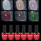 Reflective Glitter Gel Nail Polish Kit Soak Off UV/LED Sparkly Shiny Nail Gel Broken Diamond Disco...