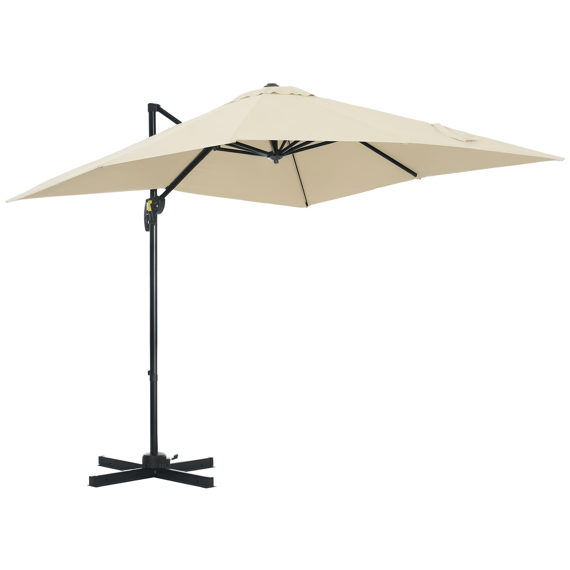 Outsunny Unisex Cream Square Cantilever Roma Parasol 360° Rotation W/ Hand Crank In