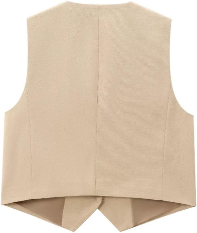 Women's V-neck Single-breasted Suit Vest Short Sleeveless Workplace Business Daily Dating Slim Vest Jacket