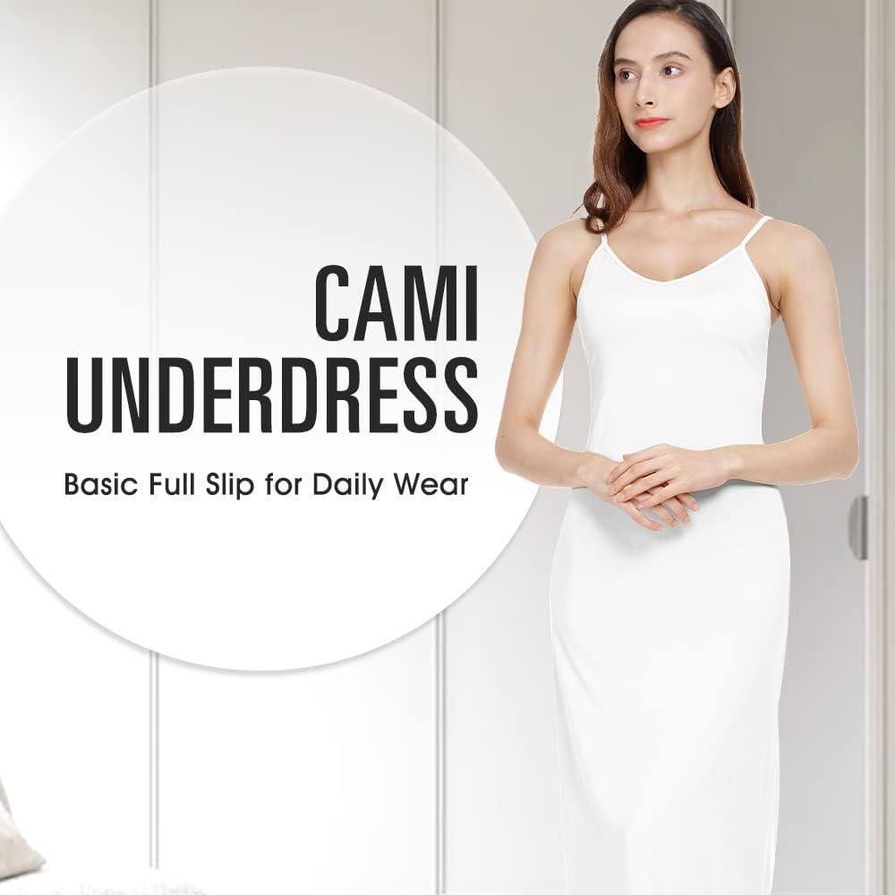 MANCYFIT Long Slips for Under Dresses Full Length Adjustable Spaghetti Strap Nightgown - Image 2