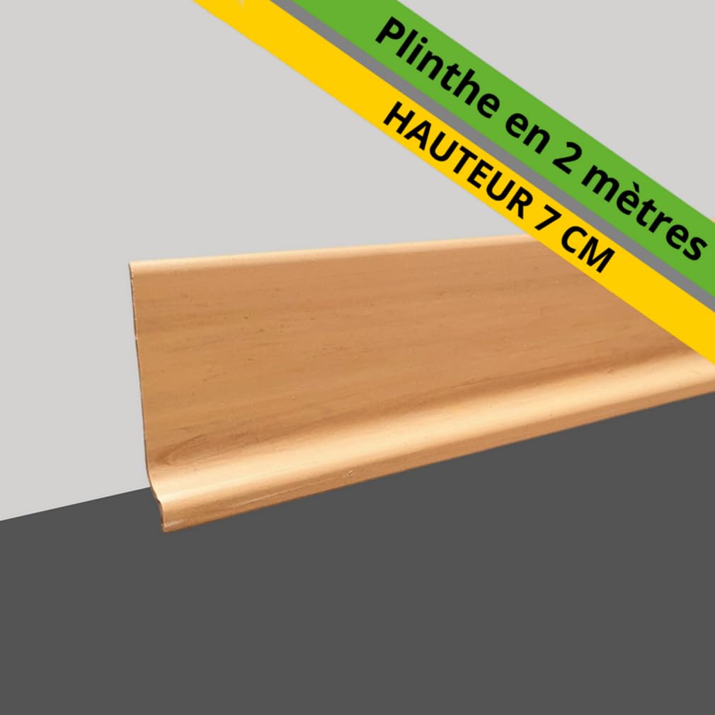 MadeInNature, Rodapié suave de PVC de alta calidad, blanco, gris claro, gris oscuro, negro, altura 70 mm, longitud a elegir (roble claro, 14 ml)