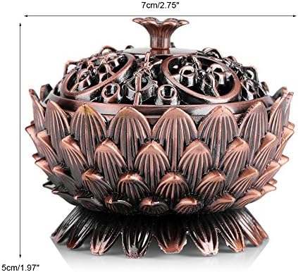 Incense Burner Vintage Lotus Shape Alloy Censer Incense Cone Holder Ornaments Crafts Home Room Decor 