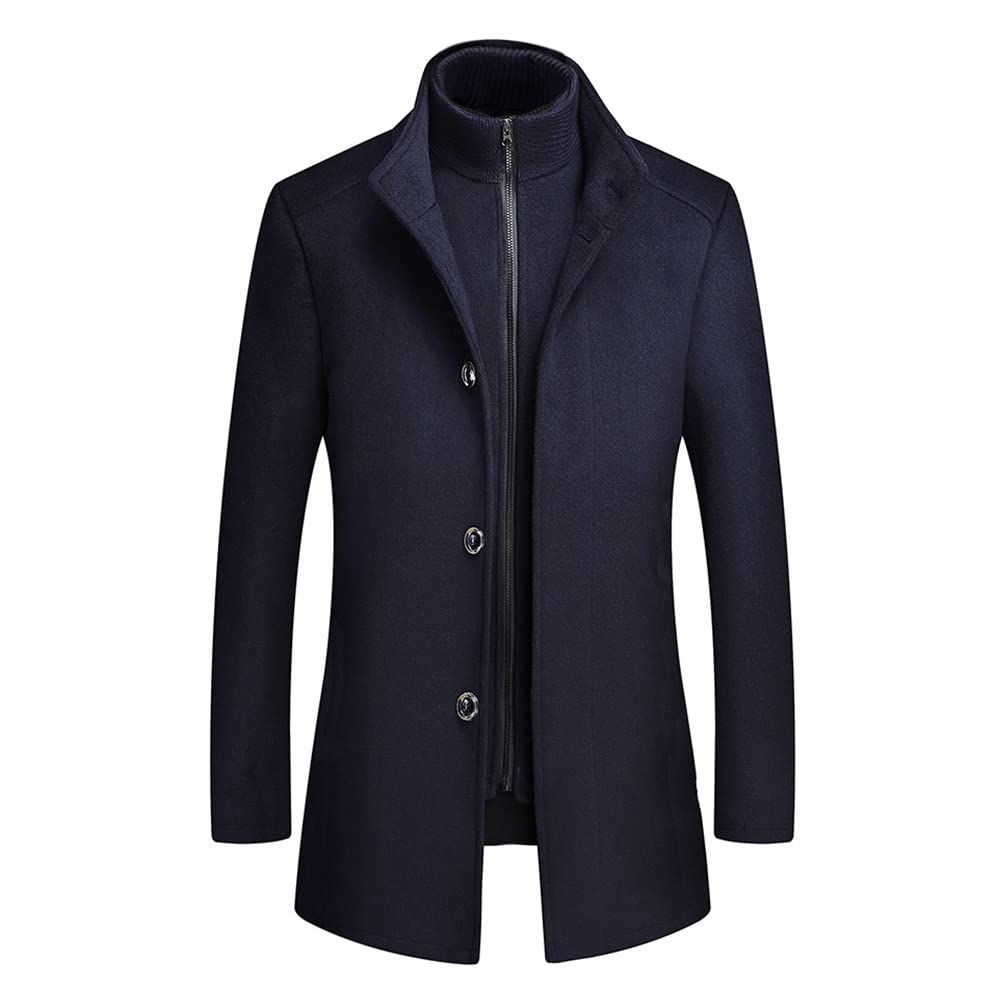 ORANDESIGNE Manteau en Laine Hiver Homme épais Coupe-Vent Longues Veste en Tweed Casual Affaires Chaud Outwear Slim Fit Trench Coat Parka Col Revers Détachables 2 en 1
