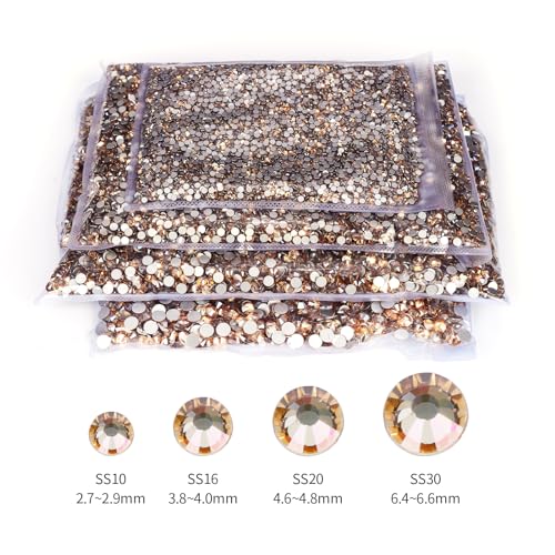 Image of 10000PCS Golden Shadow Rhinestones Bulk, Flat Back Crystal Glass Stone Round Gems,SS20, 4.6-4.8mm