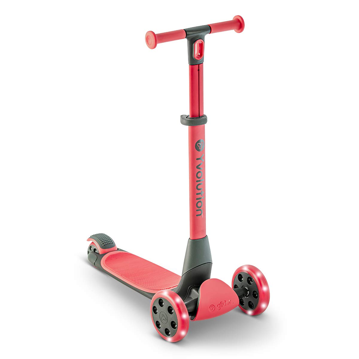 Yvolution Glider NUA 3-Wheel Scooter for Kids – Ages 3–10 | Adjustable Handlebar, LED Wheels, Arc-Folding System & Extra-Wide Deck