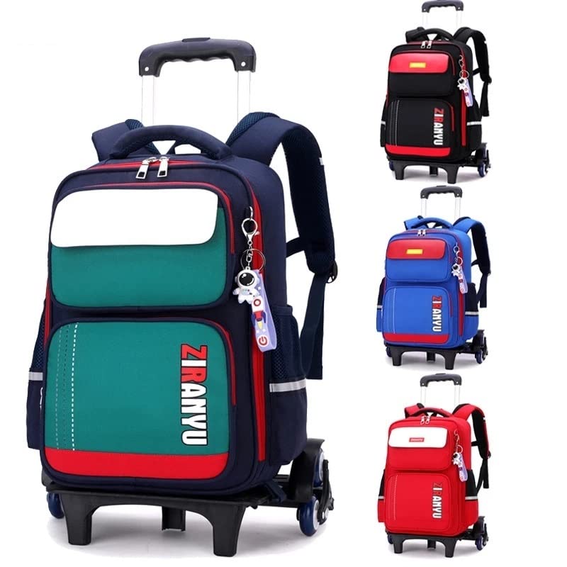 Rugzak op wieltjes voor meisjes,Ademende en comfortabele rugzak, eenvoudige trolley schooltas, blauw, groot wiel,Barn ryggsäck vagn väska
