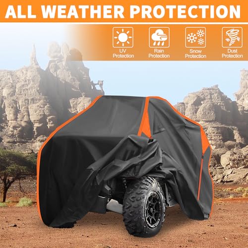 Image of X AUTOHAUX ATV Cover for Can-am OUTLANDER XT 700 /X MR 700 210D-PU | 4 Wheelers Quad Cover, Outdoor Sun Rain Storage Protection, Waterproof, Black, 230x124x123cm /90.6x48.8x48.4in