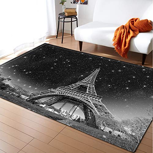 Mateju Moderne Tapis de Salon, Flanelle Tapis Antidérapants, Grand Tapis de Zone, 3D Tour Eiffel Tapis pour Salon Couloir Cuisine Chambre Décor (60x90cm,Ciel...