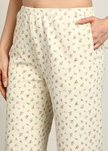 Image of Alan Jones Clothing Women's Straight Fit Mid Rise Solid Stretch Waffle Straight Pants